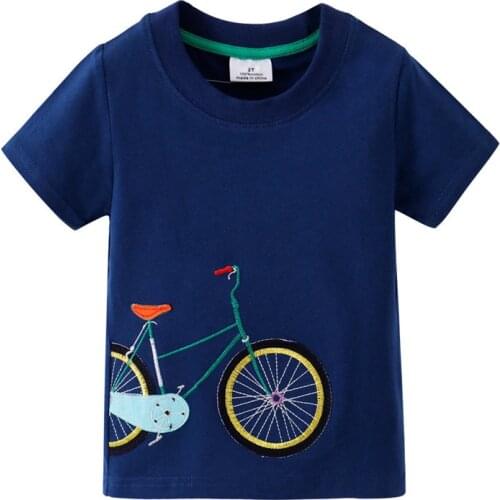 Jumping Meters New Summer Bike Embroidery Fashion Boys T shirts Cotton Childrens Clothes Short-Sleeve Hot Kids Tees Tops