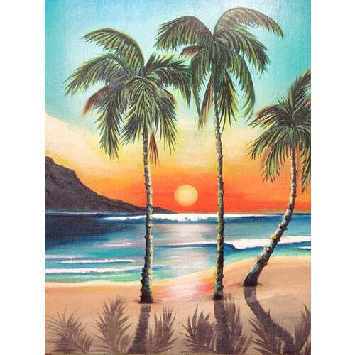 Coconut Tree Beach Sea Sun Diamond Painting Scenic Round Full Drill Nouveaute DIY Mosaic Embroidery 5D Cross Stitch Home Decor
