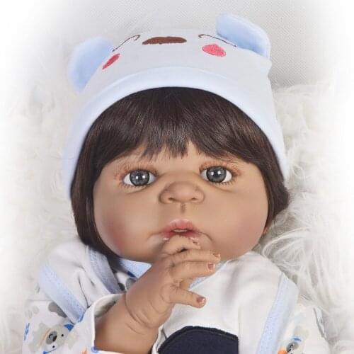22 inch American Reborn Black Baby Doll Bath Play Full Silicone Vinyl bebe reborn boy Doll Toy Girl gift