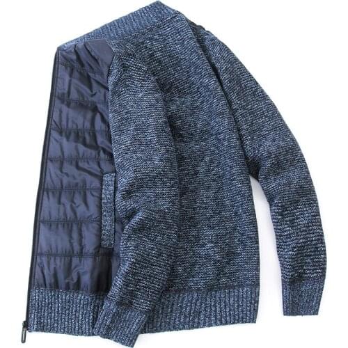 Fall Winter Mens Grab Wool Sweater Baseball Collar Zip Knitted Cardigan Thick Warm Spring Casual Jacket