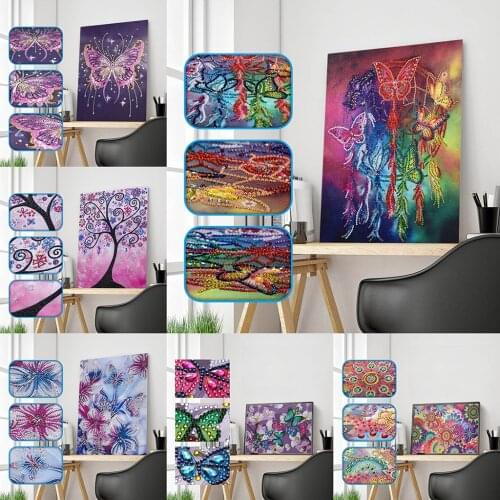 DIY Painting By Numbers Butterfly Flower 5D Special Shaped Diamond Painting Art Kits Colorful Tree Diamond Cross Stitch Crafts