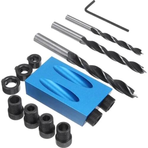 ALLSOME Pocket Hole Jig with 6/8/10mm Angle Drill Guide Set Drill Guide Woodworking Tool