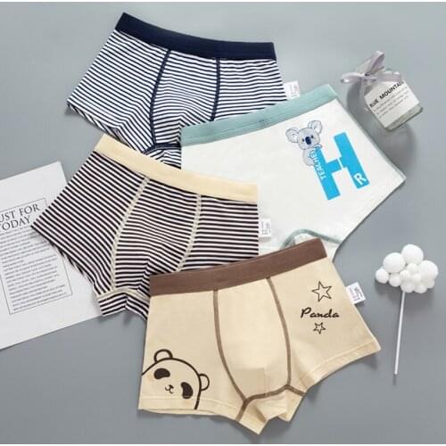 Strip Underwear for Boy Boxer Kids Cotton Panties Brown Quality Kid Clothes 5 6 7 8 9 10 11 12 13 14 Years Old OBU203045