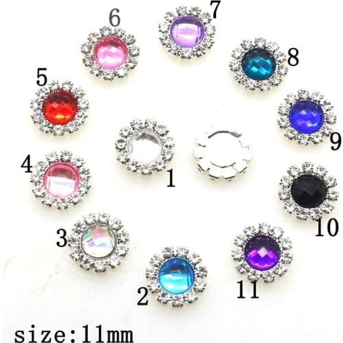 New Hot 10Pcs 10mm Round Diy jewelry Accessories rhinestones Acrylic pedestal embellishments caps Wedding decoration Mix Color