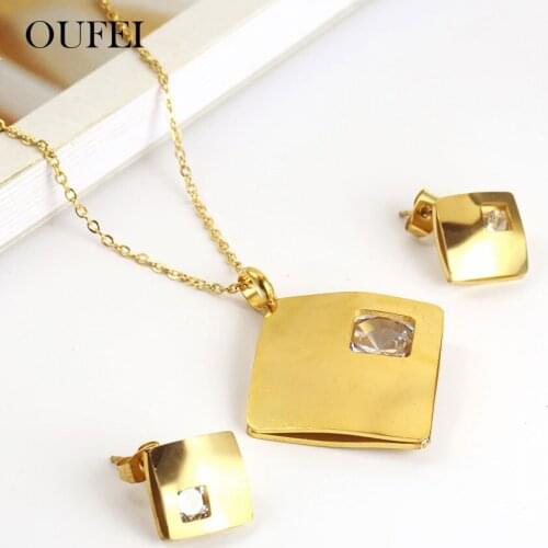 OUFEI Stainless Steel Jewelry Woman Jewelry Sets Indian Jewelry Accessories Necklace Earrings Set Summer Accessories