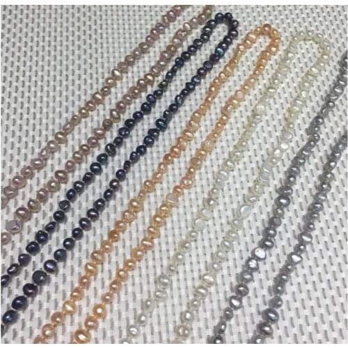 125cm 50'' 6x7mm white pink black gray purple real pearl necklace flat baroque Freshwater PEARL Women Jewelry