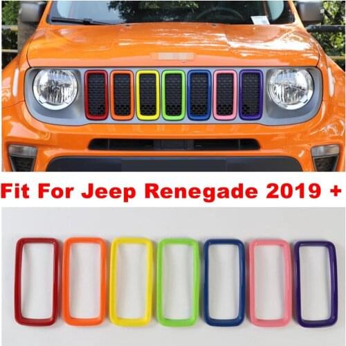 Front Head Bar Mesh Grille Grill Ring Decoration Cover Trim Fit For Jeep Renegade 2019 2020 ABS Colorful Exterior Refit Kit