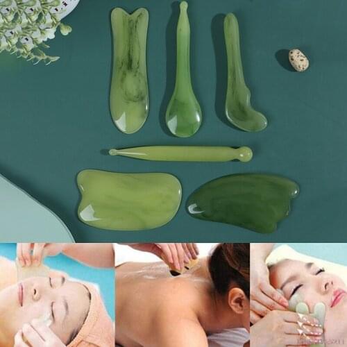 1 Pieces Green Color Resin Board Plate Scrape Green Gua Sha Body Face Massage Health Cure Tool