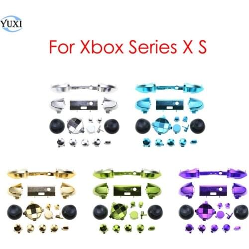 YuXi Full Set Chrome Buttons For Xbox Series X S Controller LT RT LB RB Bumper Trigger Buttons Mod Kit D-pad ABXY Keys