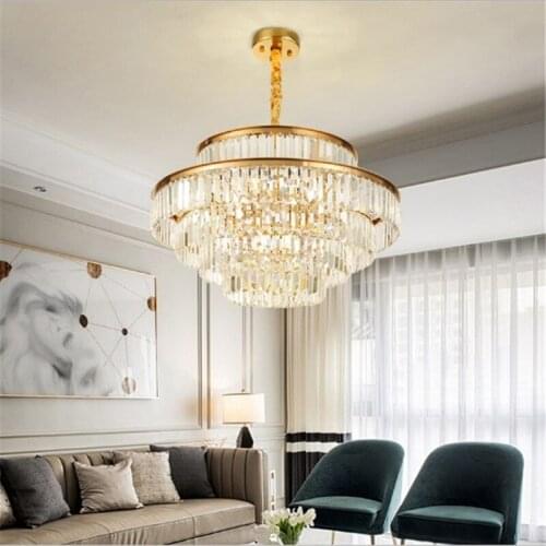Simple post-modern light luxury crystal lamp atmosphere hotel villa lamp duplex floor dining room living room crystal chandelier