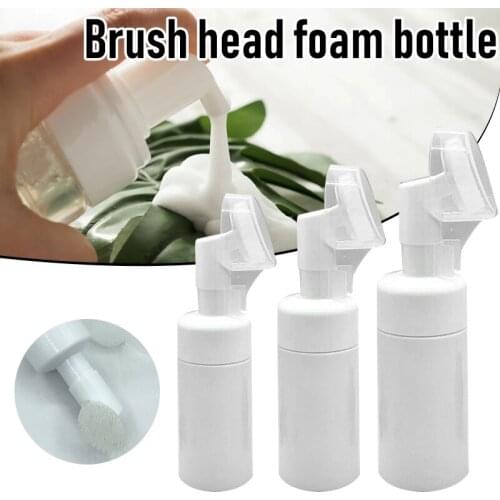 Transparent Cleanser Foaming Bottle with Silicone Clean Brush Head Easy to Store Durable Convenient for Daily Life B99