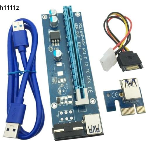 Riser VER007 60cm PCI-E Extender PCI Express Riser Card 1x to 16x USB 3.0 SATA to 4Pin IDE for BTC Mining Bitcion Miner Antminer