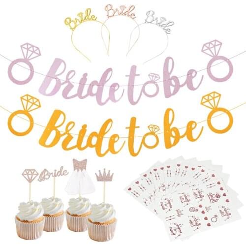 Rose Gold Wedding Decoration Bride To Be Banner Garlands Headband Cake Toppers Tattoo Sticker For Wedding Engagement Ornament