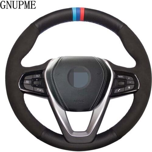 DIY Black Genuine Leather Suede Car Steering Wheel Cover for BMW G20 G21 G30 G31 G32 X3 X5 G05 X7 G07 G01 X4 G02 Z4 G29