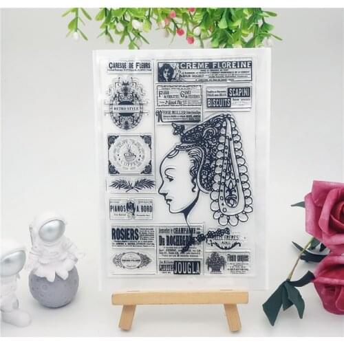 11x16CM Lady label Transparent Seal Clear Stamps Silicone Seal Roller Stamps DIY Scrapbook Album / Card Production Easter