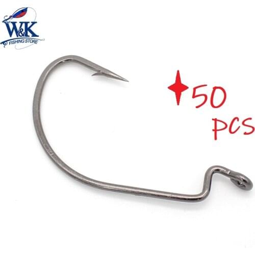 Hot-Sale Fishing Tackle Set 50 pcs Worm Hook Texas Rig Accessories Hook For Soft Bait Swimbait Shad Drop-Shot Rig Hooks