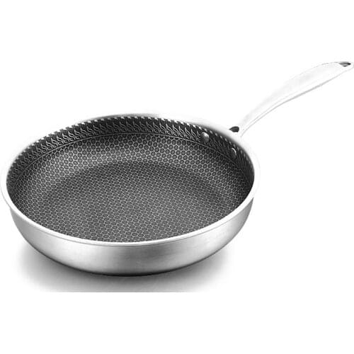 Stainless Steel Frying Pan Non-stick Pan Without Oil Smoke Uncoated Household Wok Pan Induction Pot Kitchen Pot Cooking Pot
