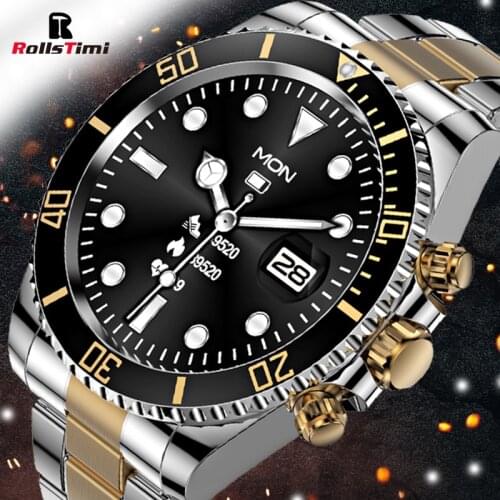 Rollstimi 2021 Smart Watch Mens Full Touch Screen Luxury Fitness IP68 Bluetooth Call Smart Bracelet For Xiaomi Phone Android ios
