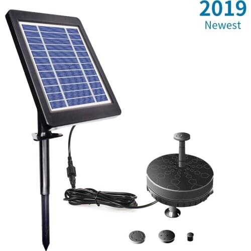 Solar Fountain Pump for Birdbath 6V 3.5W Solar Powered Brushless Submersible Water Pump Built-in Battery LED for Patio Garden