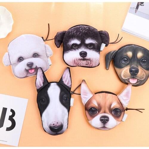 Zipper Type Fashion Practical Plush Dog 12x4.5CM Unisex Coin Purse Animal Pattern Fabric Art Clutch Bag