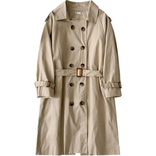 New Arrivals Female Trench Coats Spring Autumn Womens Windbreaker Loose Oversize Long Jackets Trendy Lady Outerwear Belt Khaki