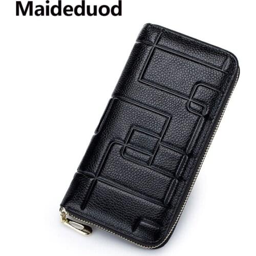 Maideduod Women wallet The new 2018 ms wallet Female fashion pure color long zipper wallet Genuine leather hand bag