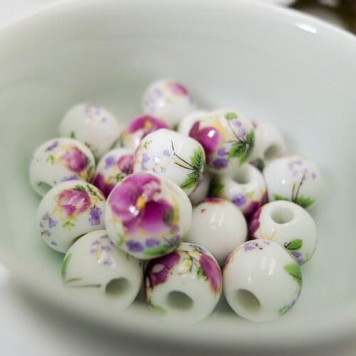 10# 40pcs Unique Ceramic Beads Not Hama Porcelain Bead For Jewelry Making 10mm Beads #A314C