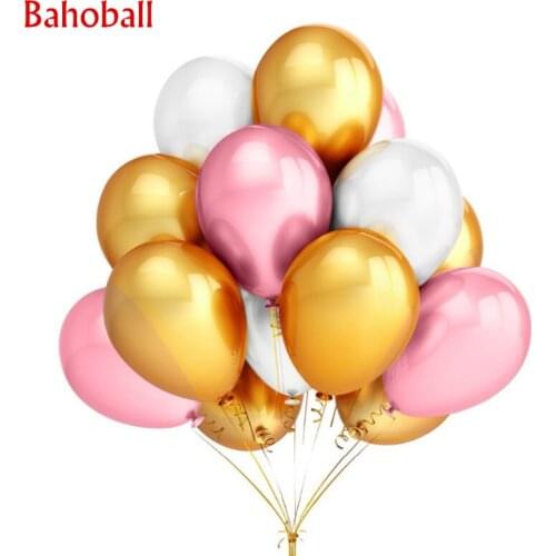 Pink White Gold Ballon 10pcs 12 Inch Latex Helium Balloons Inflatable Wedding Decoration Air Balls Happy Birthday Party Supplies