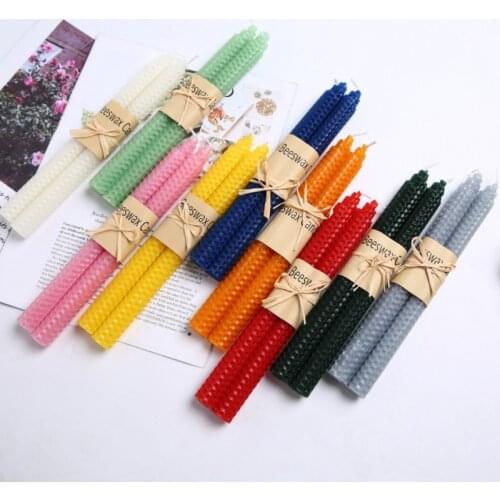 2pcs Nordic Long Rod Beeswax Candle Natural Honeycomb Handmade candles for table Dinner home decor party supplies