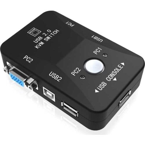 2-In-1-Out 2 Port USB 2.0 KVM Switch Switcher 1920*1440 VGA SVGA Switch Splitter Box for Keyboard Mouse Monitor Adapter