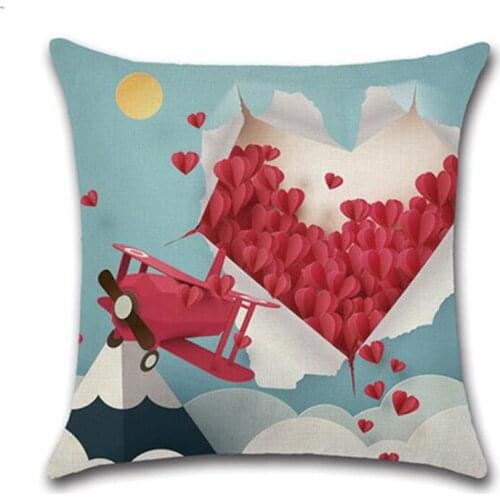 45x45cm Personalized Couple Love Theme Pillowcase Linen Pillow Cushions DustproofCover Home Textile Valentines Day Gift