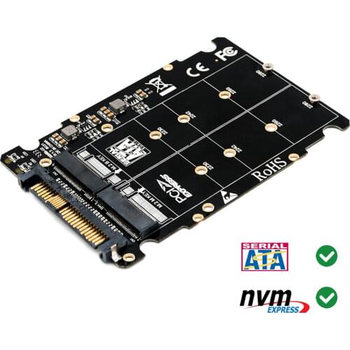 M.2 SSD to U.2 Adapter 2in1 M.2 NVMe and SATA-Bus NGFF SSD to PCI-e U.2 SFF-8639 Adapter PCIe M2 Converter for Desktop Computers