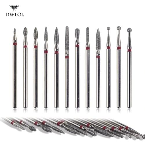 12 shapes Diamond Nail Drill Milling Nail Drill Bits Cuticle Cutter for Manicure Nail Files Electric Milling Burr Grinder TD1-12