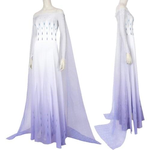 Anime Ice Snow Queen 2 Elsa Cosplay Costume Adult Women Stage Princess Dress Fancy Halloween Carnival Party Gown