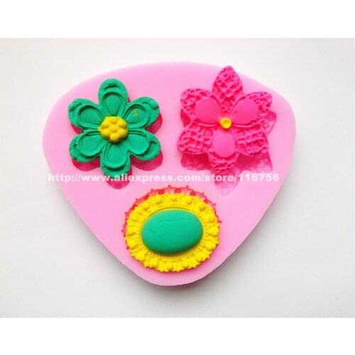Free Shipping Flower & Gem Shaped Silicone Mold Cake Decoration Fondant Cake 3D Food Grade Silicone Mould 012