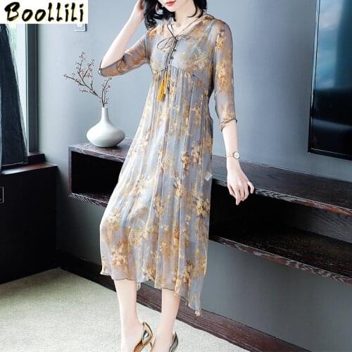 Boollili 2020 Spring Summer Dress Women Floral Boho Silk Dress Two Pieces Set Beach Womens Dresses Midi Vestidos De Verano