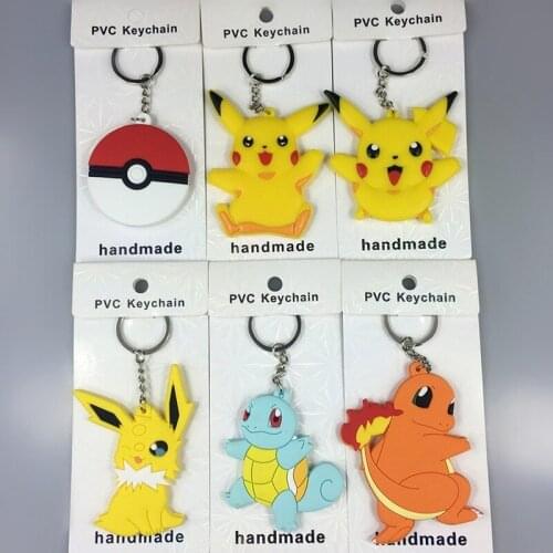 Pokemon Pikachu Keychain Cartoon Anime Character Cute Style Boy Girl School Bag Key Chain Keychain Accessories Birthday Gift
