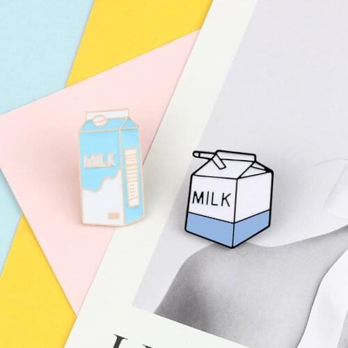 Cute Milk Carton Enamel Pin Breakfast Badge Brooches Denim Jeans Shirt Bag Lapel Metal Button Pins Jewelry Gift for Kids Friend