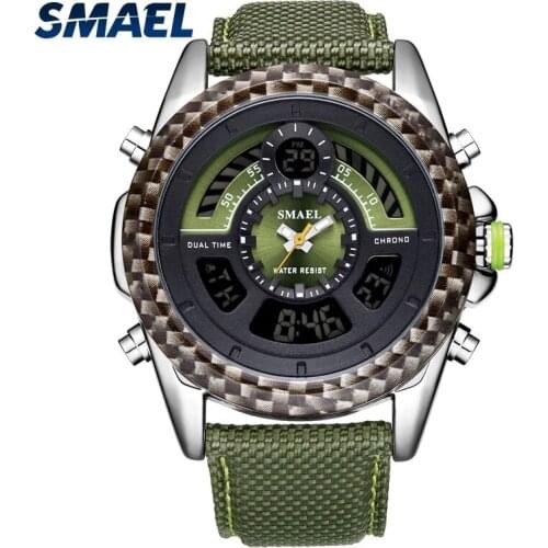 SMAEL Mens Watch, Large Display, Automatic Date Update, Sports Stopwatch Timer, Digital Luminous Hands, Dual Display