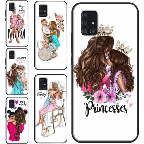 Black Brown Hair Baby Mom Girl Queen Case For Samsung A21S A20e A11 A31 A41 A51 A71 A10 A20S A30S A40 A50 A70 A12 A32 A52 A72