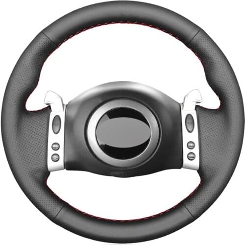 Black PU Faux Leather DIY Hand-stitched Car Steering Wheel Cover for Mini Coupe 2001-2006 Convertible 2004-2008 Mini R50 R53 R60