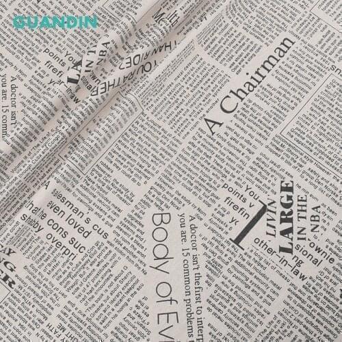 GUANDIN,100*145cm Newspaper Patter Printed Cotton Linen Fabric For DIY Quilting&Sewing Cloth/Sofa/Bag/Curtain/Cushion/Material