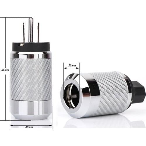 Hi-End Carbon Fiber Rhodium Plated US Power Cable Plug IEC Connector Female male HIFI DIY Mains Power Cable