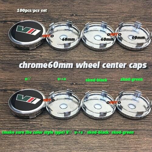 100pcs/set green black 60mm Chrome PVC Label Rims Car Emblem Logo Badge Auto Covers label Car Wheel Hub Center Caps