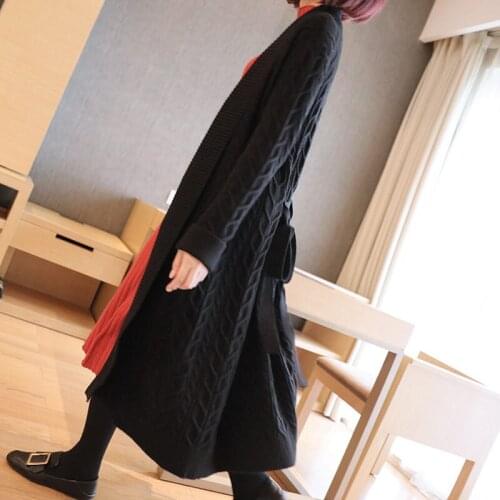 2019 Korean Version New Womens Long Loose Sweater Coat Autumn and Winter Thickening Sweater Cardigan Fashion Twist Jacket f1870