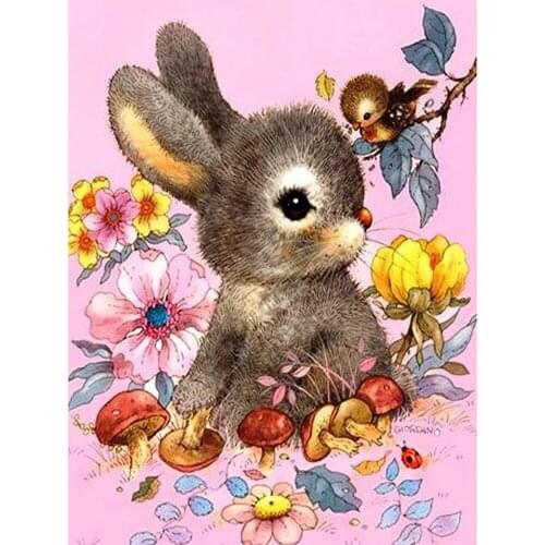 Rabbit and bird,DIY 5D Full Diamond Painting Cross Stitch Diamond Embroidery Needlework Patterns Rhinestone kits WG1036