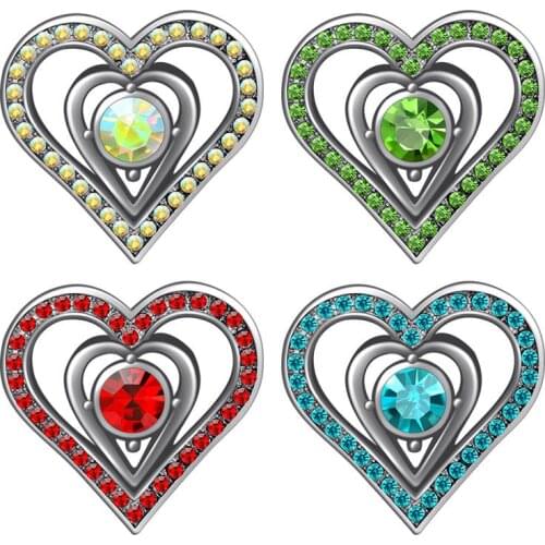 KZ3500 New Hollow heart Love metal Valentines Day Gift 18MM snap buttons fit 18mm snap bracelet snap jewelry wholesale