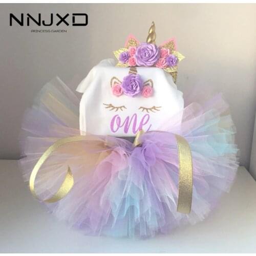 Baby Girl Summer Clothes 1st Unicorn Birthday Dress Brand Design Princess First Year Baby Dresses Girl Cake Smash Outfit Costume