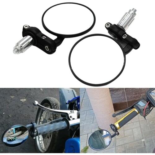 LMoDri Universal Motorcycle Rear View Mirrors Round 7/8" Handle Bar End Motorbike Side Mirror
