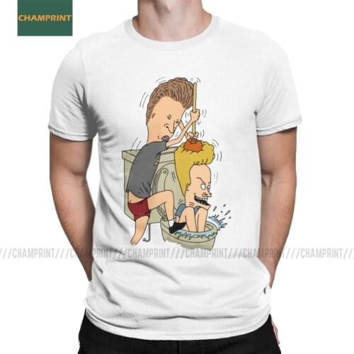 Beavis Butthead Toilet Fun T-Shirts Men Old Cartoon Rock Comic Punk Metal Funny Cotton Tees Short Sleeve T Shirts Gift Idea Tops